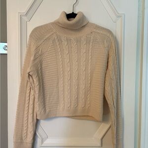 Lulu's Cream Cable Turtleneck Sweater